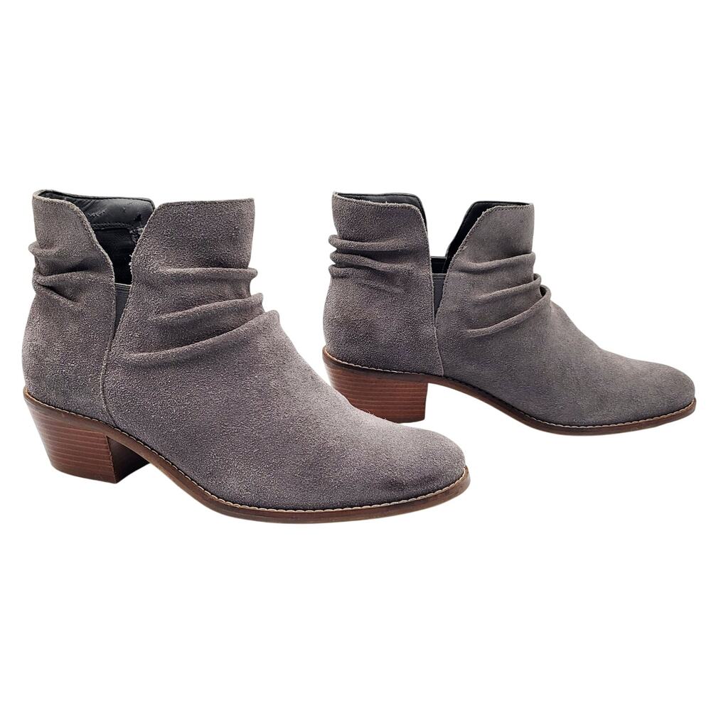 Cole Haan Alayna Gray Suede Slouch Ankle Booties Stacked Block Heel Women’s Sz 7 - Picture 2 of 11